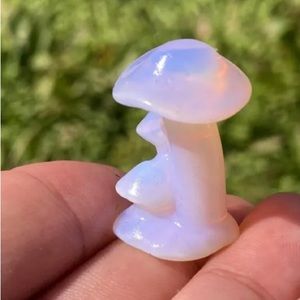 NWT Natural Pink Opal Hand Crafted Mushroom Iridescent Pearl Like Color